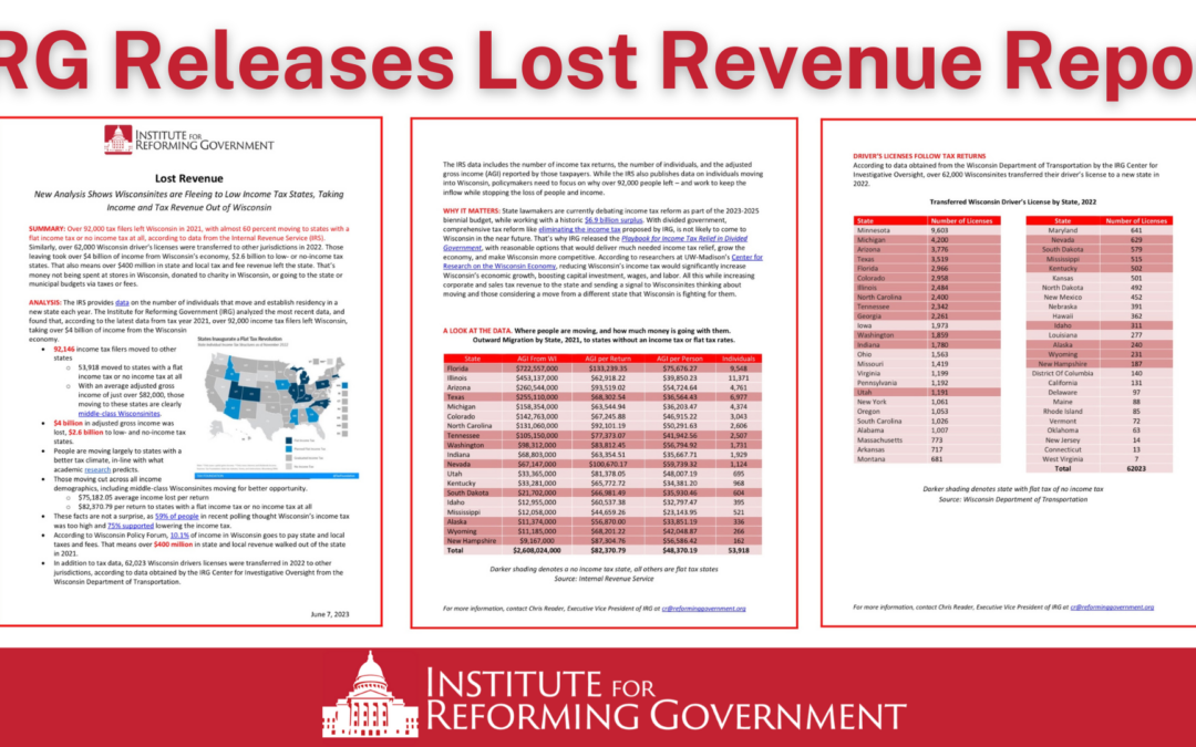 Lost Revenue. New Analysis Details Lost Revenue From Wisconsinites Moving to No-Income or Low-Income Tax States