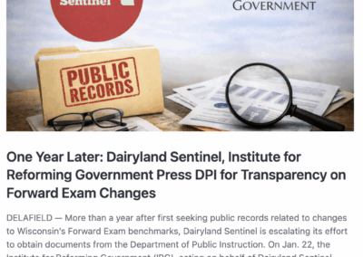 One Year Later: Dairyland Sentinel, Institute for Reforming Government Press DPI for Transparency on Forward Exam Changes