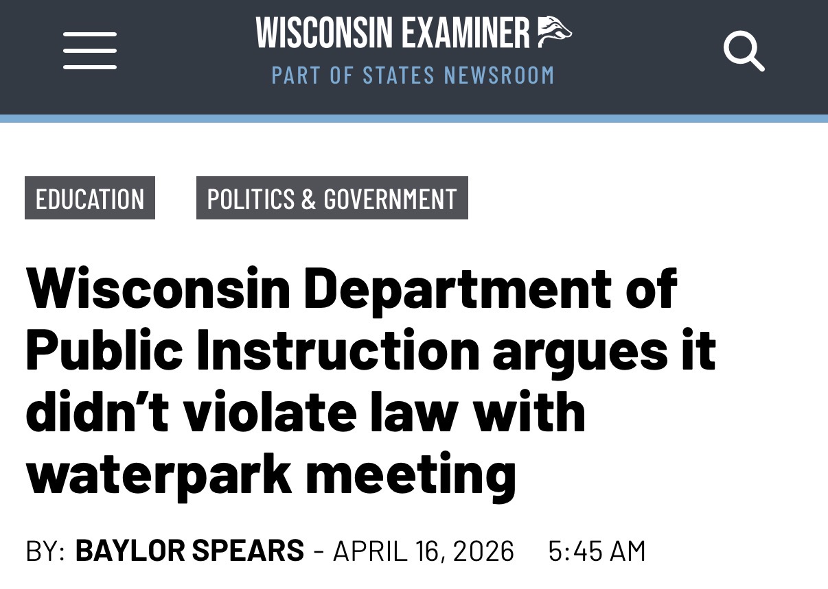 Wisconsin Department of Public Instruction argues it didn’t violate law with waterpark meeting