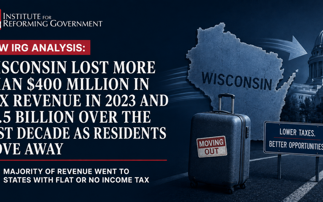 NEW IRG ANALYSIS: Wisconsin Lost More Than $400 Million in Tax Revenue in 2023 and $3.5 Billion Over the Past Decade as Residents Move Away
